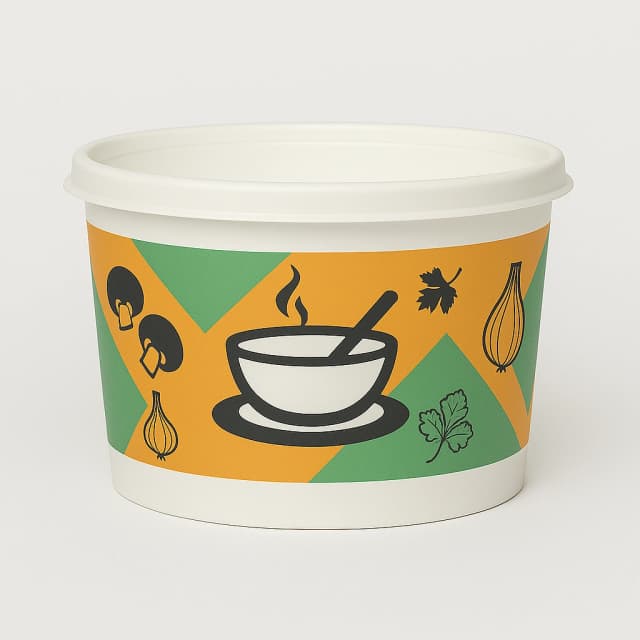 16oz Renkli Desenli Karton Çorba Kasesi