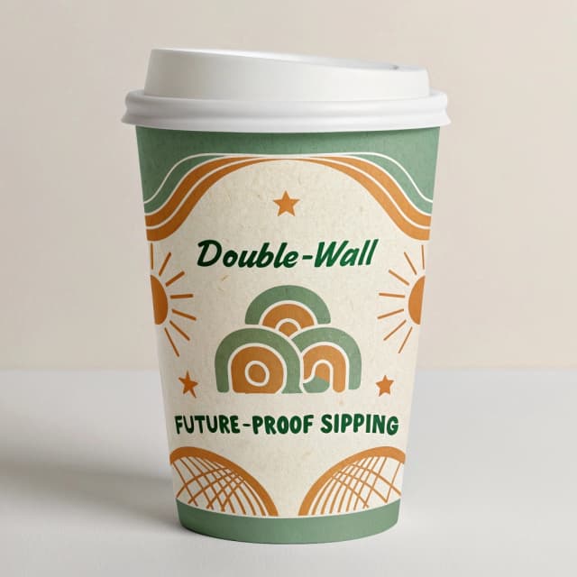 12oz Yeşil Desenli Karton Bardak