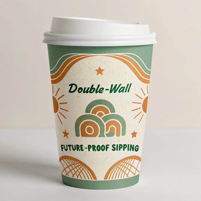 12oz Yeşil Desenli Karton Bardak